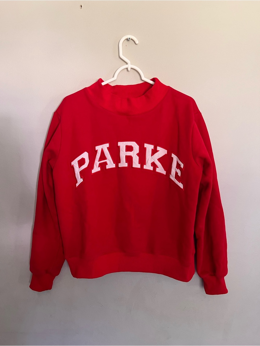 Parke Varsity Mock neck In Crimson Sweatshirt Size S/M - Picture 3 of 5